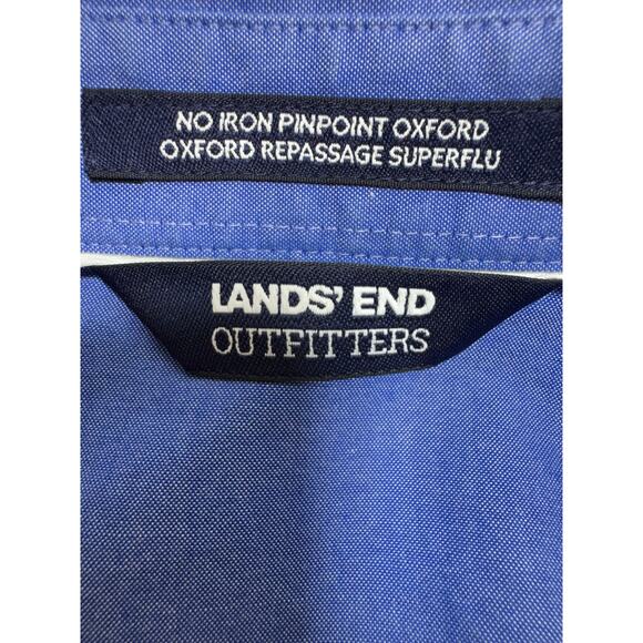 Lands End Women’s Sz 18W Blue Button Up No Iron Pin Point Oxford Business Office - Picture 3 of 7